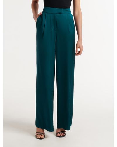 Forever New Alora Satin Wide-leg Trousers - Green