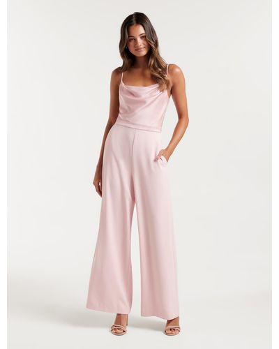 Forever New Ebony Satin Cowl-neck Jumpsuit - Pink