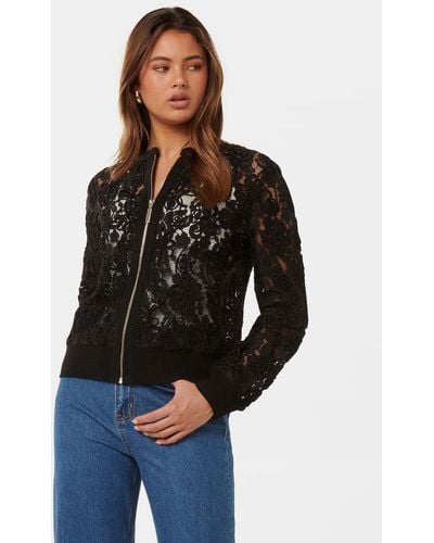 Forever New 'Riley Lace Bomber Jacket - Black