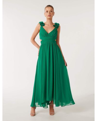 Forever New Selena Ruffle Shoulder Maxi Dress - Green