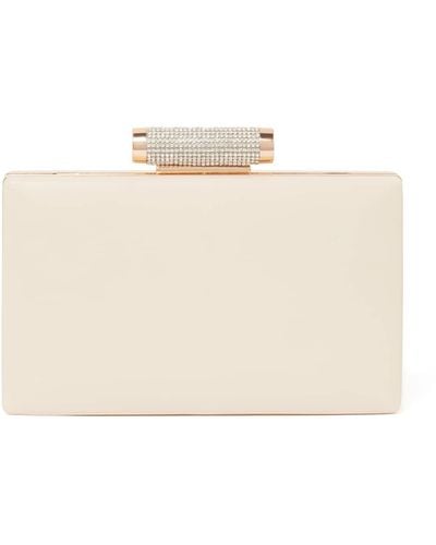 Forever New Jacqui Crystal Clasp Hardcase Clutch Bag - Natural
