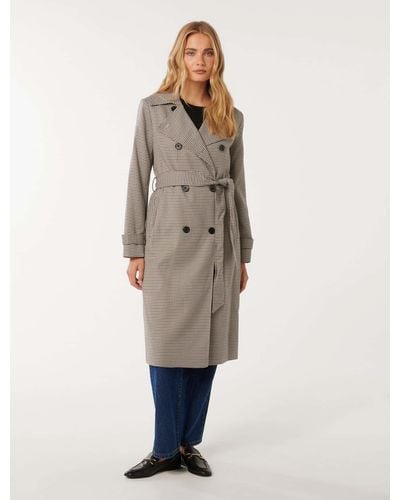 Forever New Charlie Check Trench - Natural