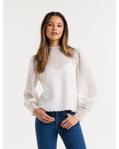 Forever New Avery Lace Blouse - White