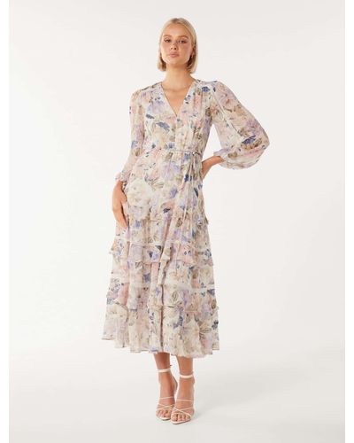 Forever New Locky Trim Detail Midi Dress - Natural