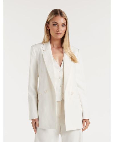 Forever New Elle Pinstripe Suit - White
