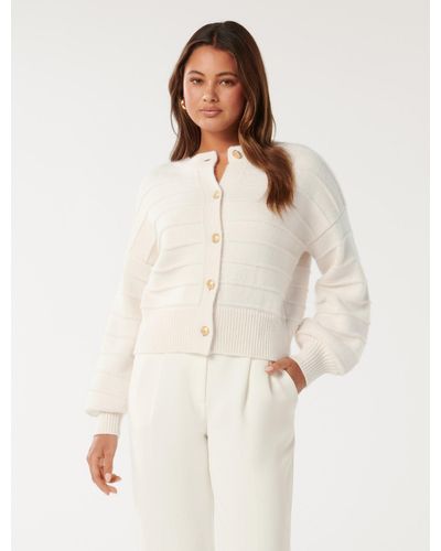 Forever New Monroe Cropped Knit Cardigan Jumper - White