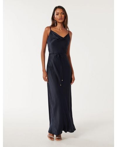 Forever New Lucy Petite Satin Cowl Maxi Dress - Blue