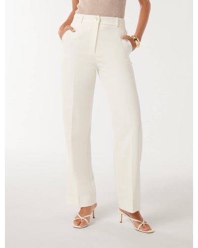 Forever New Dominique Straight-Leg Trousers - Natural