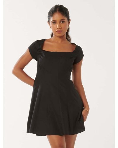 Forever New Regina Petite Cap-Sleeve Mini Dress - Black