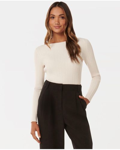 Forever New Evie Petite Long-Sleeve Knit Top - Natural