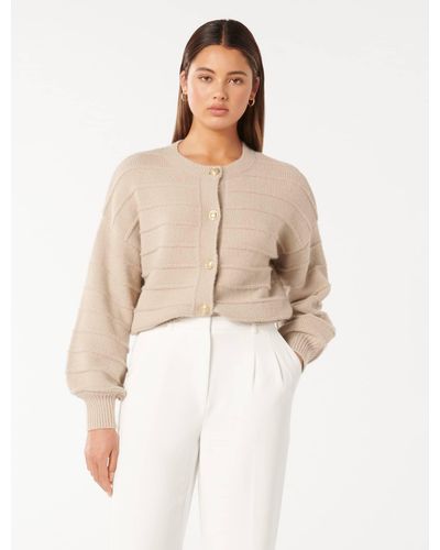 Forever New 'Monroe Cropped Knit Cardigan Jumper - Natural
