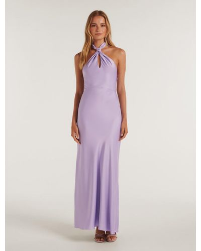 Forever New Yvette Tie-neck Gown - Purple