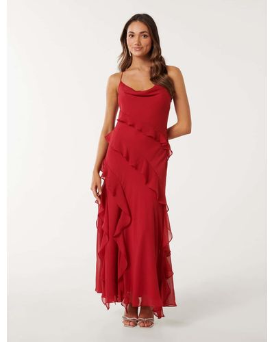 Forever New Peta Petite Ruffle Gown - Red