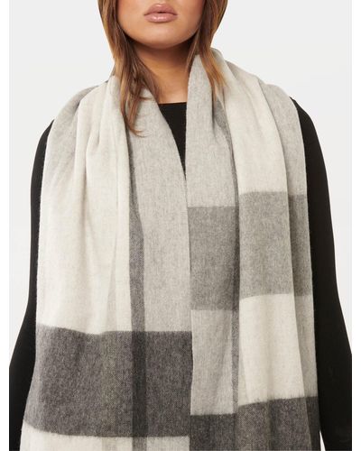 Forever New Bryony Check Premium Wool Scarf - Grey
