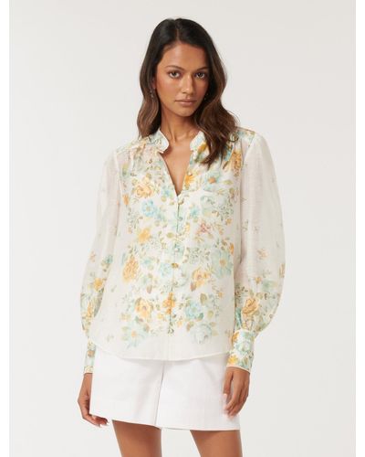 Forever New Bettina Petite Floral Blouse - White