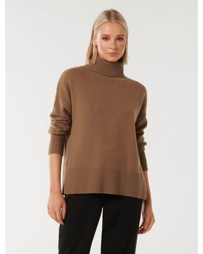 Forever New Mia Relaxed Roll-Neck Knit Jumper - Natural