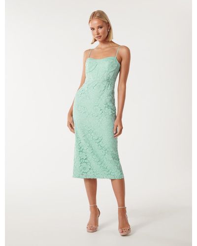 Forever New Gracie Lace Corset Dress - Green