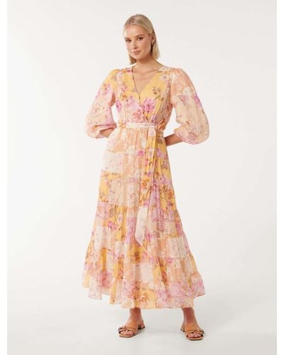 Forever New Imogen Tiered Wrap Midi Dress - Pink