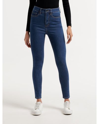 Forever New Bella Cropped High-Rise Jeans - Blue
