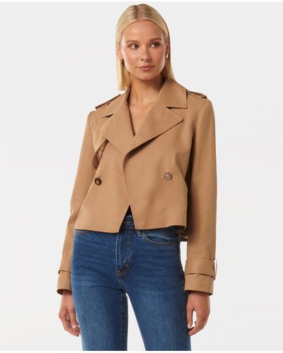 Forever New Willow Cropped Trench - Blue