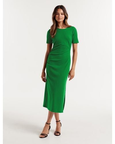 Forever New Elle Ruched Jersey Midi Dress - Green