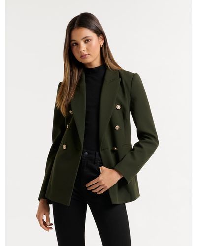 Forever New Milly Button Blazer Jacket - Green