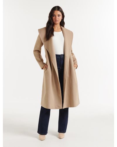 Forever New Amy Shawl Collar Coat - Natural