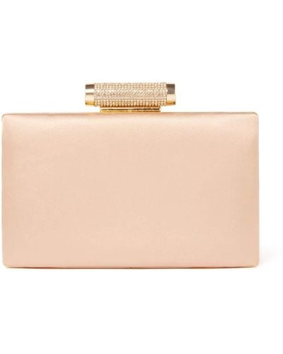 Forever New Jacqui Crystal Clasp Hardcase Clutch Bag - Natural