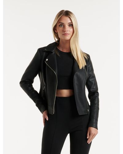 Forever New Heidi Faux Leather Biker Jacket - Black