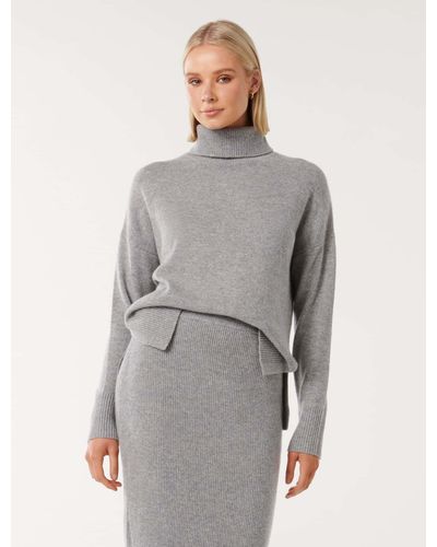 Forever New Mia Relaxed Roll-Neck Knit Jumper - Grey