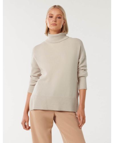 Forever New Mia Relaxed Roll-Neck Knit Jumper - Natural