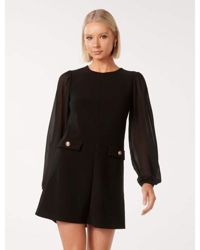 Forever New Jessie Sheer Sleeve Mini Dress - Black