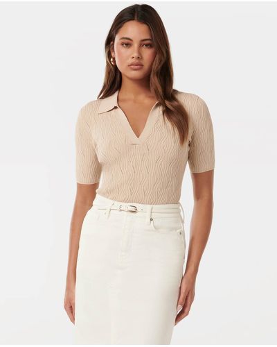 Forever New Paris Short Sleeve Textured Knit Top - White