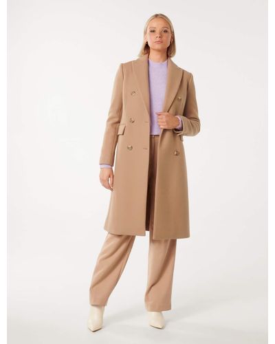 Forever New Mila Longline Button Coat - Natural