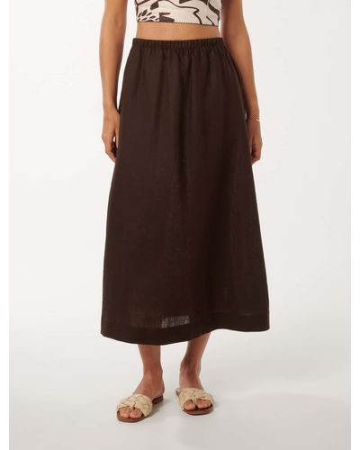 Forever New Avery Linen Skirt - Brown