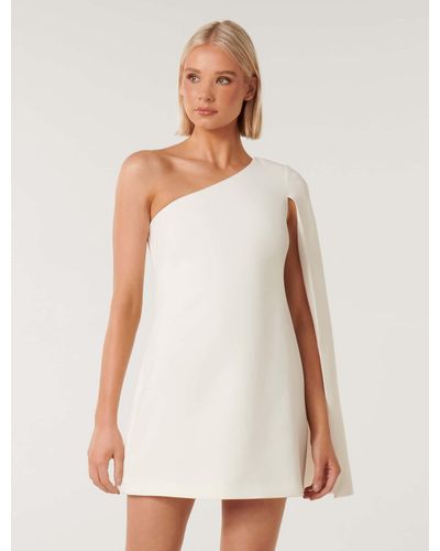 Forever New Hartley Petite Asymm Cape Mini Dress - White