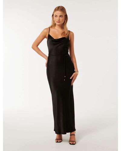 Forever New Lucy Satin Cowl Maxi Dress - Black