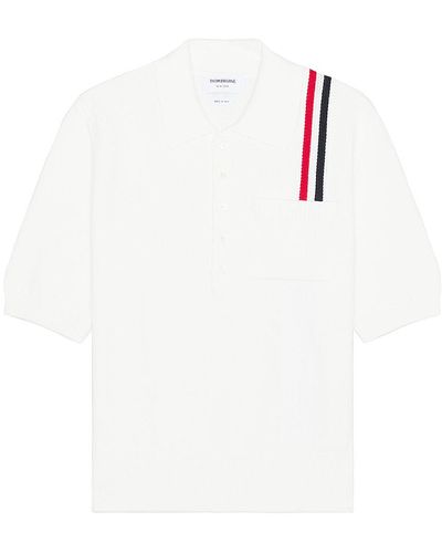 Thom Browne Short Sleeve Polo - White