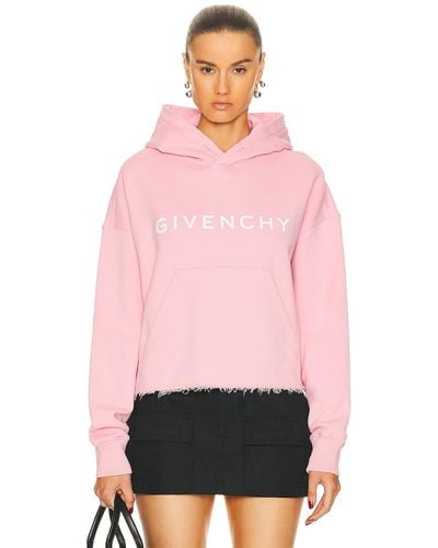 Givenchy Cropped Hoodie Sweatshirt - Pink