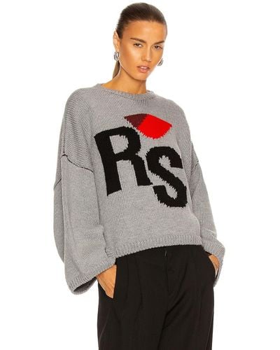 Raf Simons Cropped Rs Knit Sweater - Gray