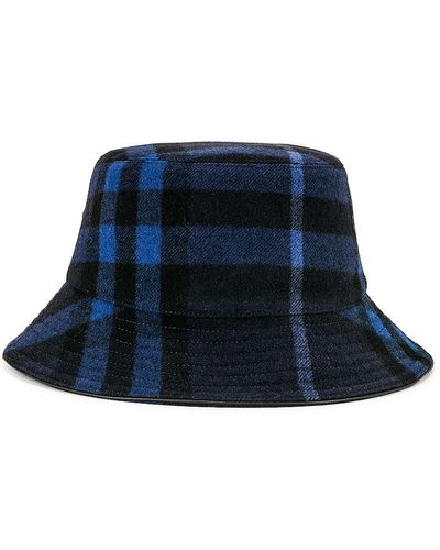 Burberry Wool Check Bucket Hat - Blue