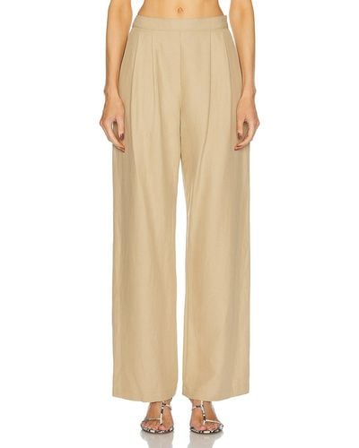 Enza Costa Twill Pleated Pant - Natural