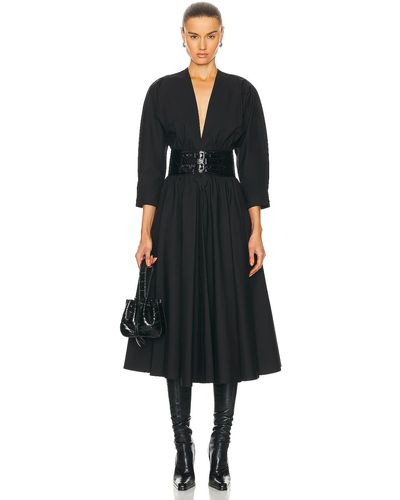 Alaïa Long Sleeve Belt Dress - Black