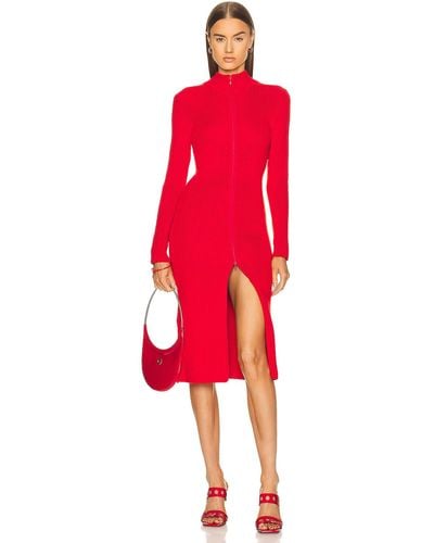 Loewe Midi Zip Up Dress - Red
