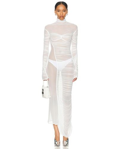 Mugler Mesh Long Dress - White