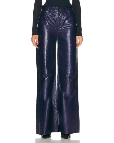FRAME Le Palazzo Leather Pant - Blue