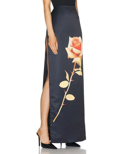 David Koma Rose Flower Print Maxi Skirt - Blue