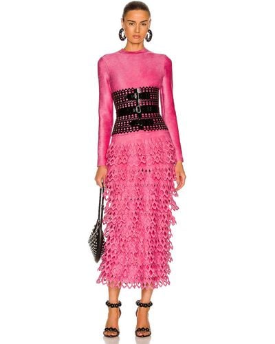 Alaïa Long Velvet Dress - Pink