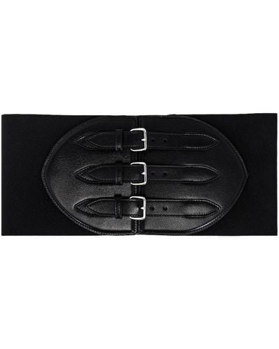 Alaïa Elastic Leather Corset Belt - Black