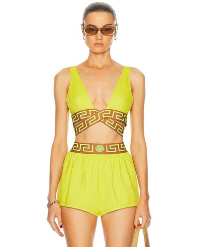 Versace Lycra Vita Swim Bikini Top - Yellow